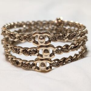 CHANEL Gold-Tone Triple Chain Bracelet